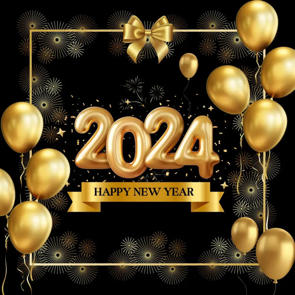Happy New Year 2024 Golden balloon Images