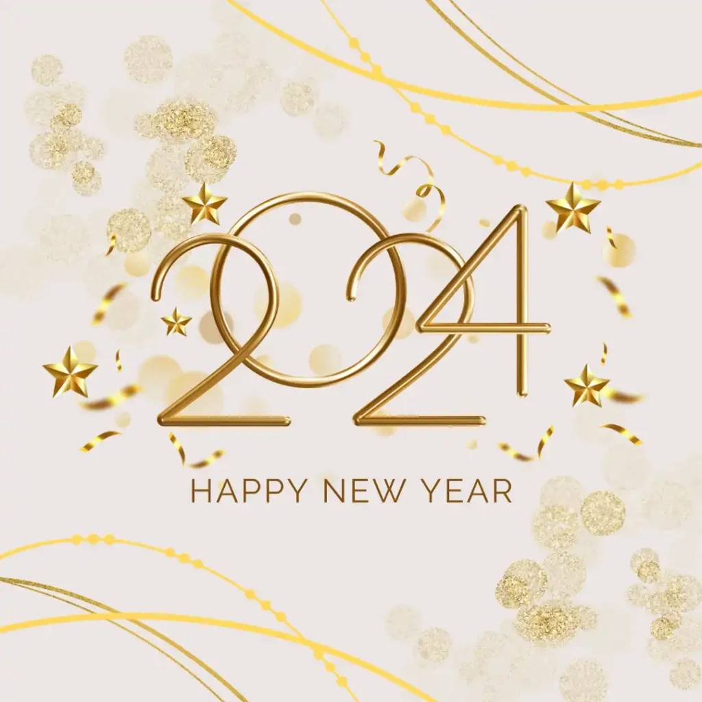 Happy New Year 2024 golden